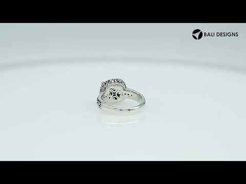 Wholesale Sterling Silver cushion-cut Amethyst Quartz faceted women’s ring with Balinese scroll engraving