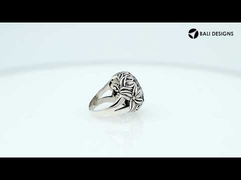Sterling Silver Round Shape Mystic Quartz Ring With Leaf Pattern Detailing