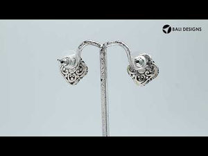 Wholesale Sterling Silver Vintage Floral Mabe Pearl Stud Earrings With Oxidized Bali Detailing