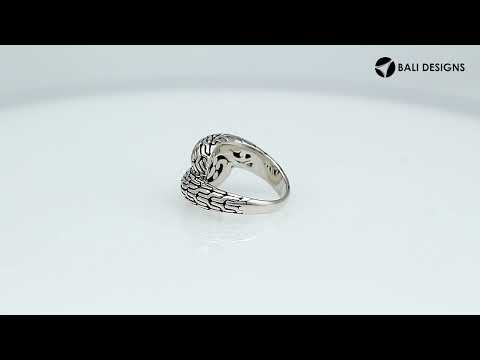 Sterling Silver Bold Pattern Statement Ring In Traditional Balinese Design
