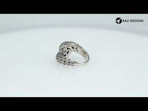 Sterling Silver Bold Pattern Statement Ring In Traditional Balinese Design