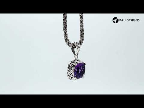 925 Sterling Silver Amethyst Quartz Cushion Shape Filigree Pendant For Wholesale