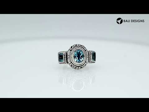 Sterling Silver handcrafted ring with Blue Topaz Quartz wholesale from Bali, Indonesia