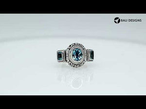 Sterling Silver handcrafted ring with Blue Topaz Quartz wholesale from Bali, Indonesia