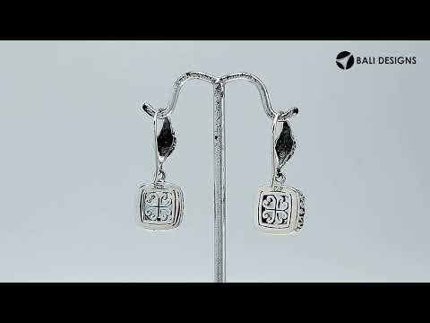 Sterling Silver Blue Topaz Quartz cushion earrings