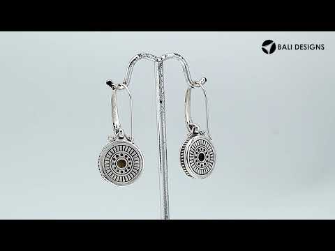 Wholesale sterling silver earrings with round Mabe Pearl and handcrafted metal detailing.
