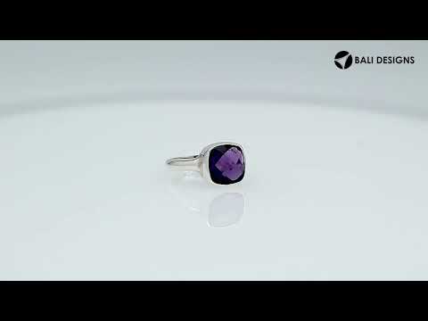 Wholesale sterling silver ring with Amethyst Quartz double stones in sleek bezel design