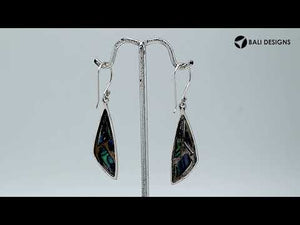 Sterling Silver Abalone Shell Geometric Drop Earrings With Earwire Lock