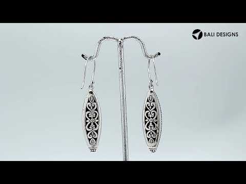 Wholesale Sterling Silver hammered marquise drop earrings with beaded edge detailing.