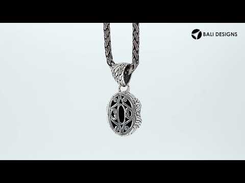 925 Sterling Silver Black Onyx Tribal Oval Pendant For Wholesale