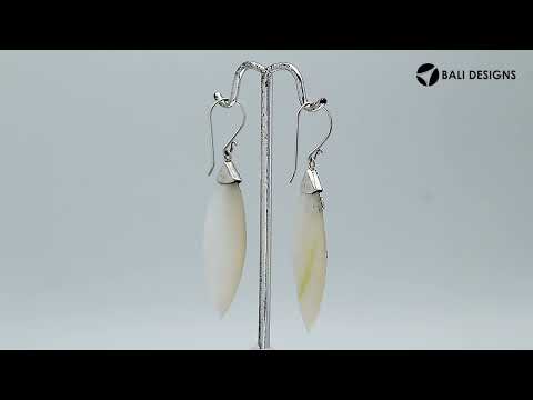 Sterling Silver Leaf Earrings With Mother Of Pearl For Wholesale