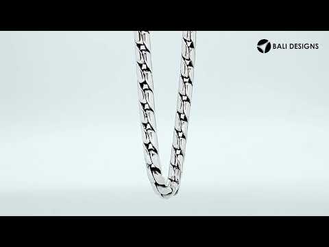 Sterling Silver Bali Handcrafted Necklace Chain With Polished Finish And Lobster Clasp.