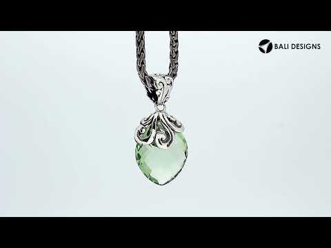 Handcrafted 925 Sterling Silver London Blue Topaz Quartz marquise pendant featuring swirl filigree detailing, mirror-polished surface, and Balinese-inspired artistic finish for wholesale jewelry catalogs.