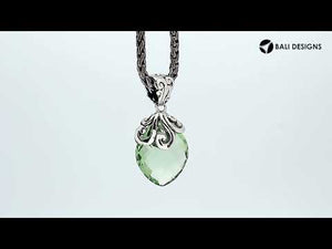 Handcrafted 925 Sterling Silver London Blue Topaz Quartz marquise pendant featuring swirl filigree detailing, mirror-polished surface, and Balinese-inspired artistic finish for wholesale jewelry catalogs.