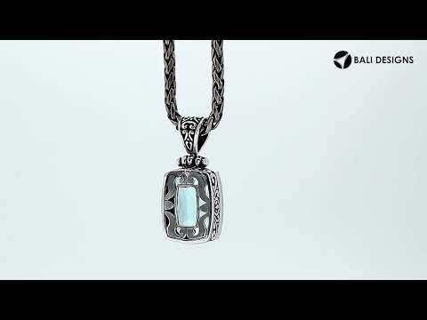 Wholesale Sterling Silver Rectangular Pendant with Blue Topaz Quartz – Bali Jewelry