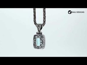 Wholesale Sterling Silver Rectangular Pendant with Blue Topaz Quartz – Bali Jewelry