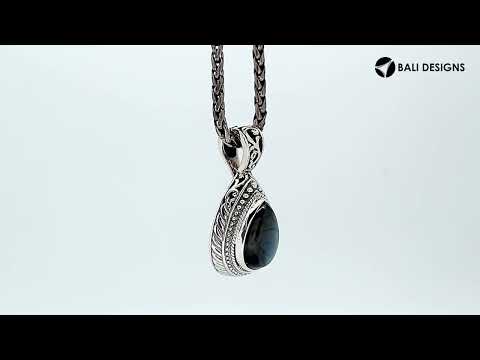 Wholesale sterling silver Labradorite pendant with Balinese handicraft design and antique finish handcrafted in Bali