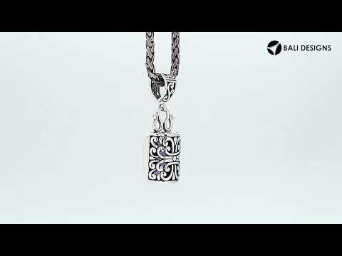 Wholesale sterling silver rectangular Citrine pendant with faceted gemstone, handcrafted Bali silverwork and oxidized detailing, artisan jewelry for bulk orders.