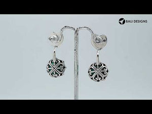 Turquoise shell drop earrings with silver heart