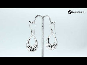 Silver Teardrop Earrings With Swirl Filigree Design