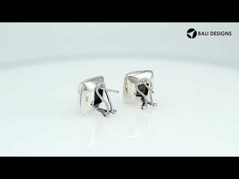 Sterling Silver Cushion Stud Earrings With Smoky Quartz