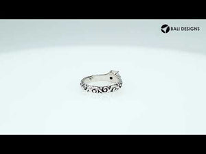 Bulk sterling silver filigree rings with round red Garnet Quartz, handcrafted Balinese design, 925 silver wholesale jewelry supply.