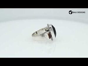 Sterling Silver handcrafted ring with Smokey Quartz and Citrine Quartz wholesale from Bali, Indonesia