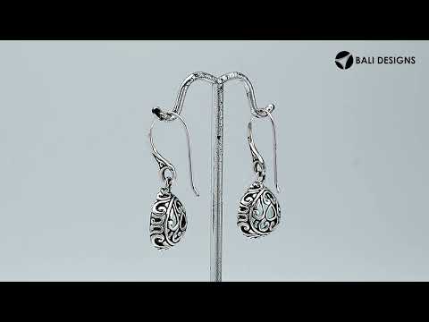 Wholesale sterling silver teardrop earrings with Blue Topaz Quartz and carved side detailing.