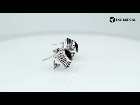 Sterling Silver Green Quartz round omega clip earrings