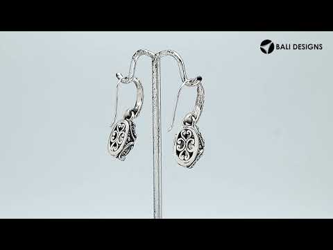 Wholesale sterling silver earrings with oval Green Amethyst Quartz and ornate scroll-accent frames.