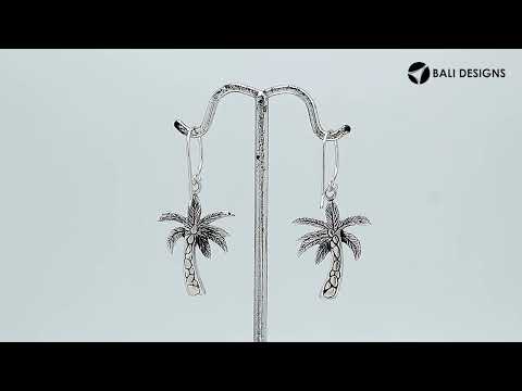 Wholesale Sterling Silver Palm Tree Earrings With Turquoise Shell Inlay