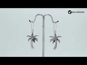 Wholesale Sterling Silver Palm Tree Earrings With Turquoise Shell Inlay