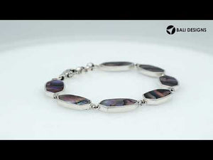 Silver Bracelet With Abalone Shell And Lobster Lock In 925 Sterling Silver For Wholesale