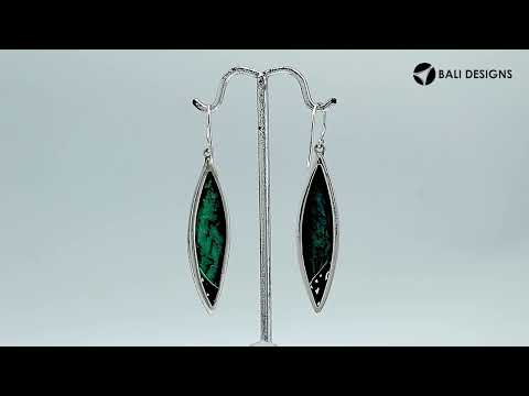 Turquoise Shell Long Marquise Silver Earrings For Wholesale