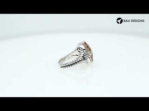 Sterling Silver Morganite Quartz Oval Rope Design Heritage Ring With Balinese Craft Detailing.