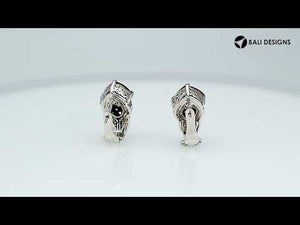 Wholesale sterling silver Citrine Quartz and Cubic Zirconia earrings with handcrafted silver detailing