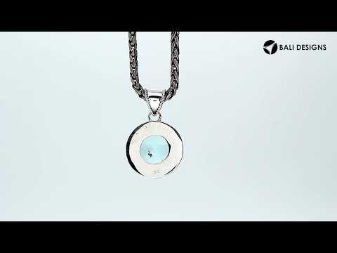 Sterling Silver Round Pendant With Lemon Quartz And Rope Bali Border