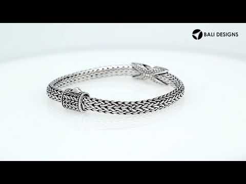 Sterling Silver Black Cubic Zirconia Woven Chain Bracelet – Wholesale Handcrafted Jewelry From Bali