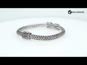 Sterling Silver Black Cubic Zirconia Woven Chain Bracelet – Wholesale Handcrafted Jewelry From Bali