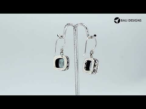 Wholesale sterling silver cushion halo earrings featuring Mystic Quartz with polished finish and earwire lock.