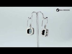 Wholesale sterling silver cushion halo earrings featuring Mystic Quartz with polished finish and earwire lock.