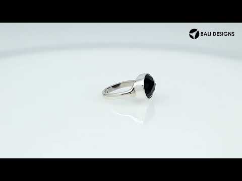 925 Sterling Silver wholesale ring with faceted oval Black Onyx, handcrafted in Bali