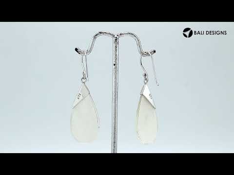 Wholesale sterling silver earrings with Mother Of Pearl teardrops and a polished tapered silver cap.