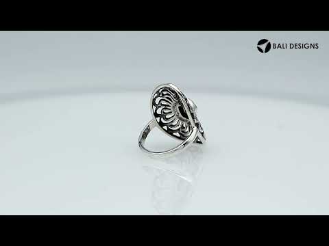 Sterling Silver Oval Shape Ring With Peridot Quartz In Balinese Designer Style