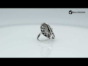 Sterling Silver Oval Shape Ring With Peridot Quartz In Balinese Designer Style