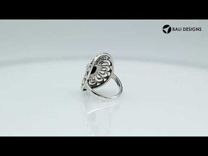 Sterling Silver Oval Shape Ring With Black Onyx In Balinese Designer Style