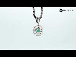 925 Sterling Silver Green Quartz Cushion Shape Filigree Pendant For Wholesale