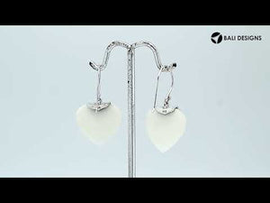 Wholesale sterling silver heart-shaped Mother Of Pearl earrings with handcrafted silver detailing