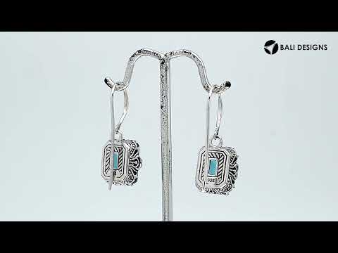 Wholesale Sterling Silver Drop Earrings With London Blue Topaz Quartz And Engraved Balinese Detailing