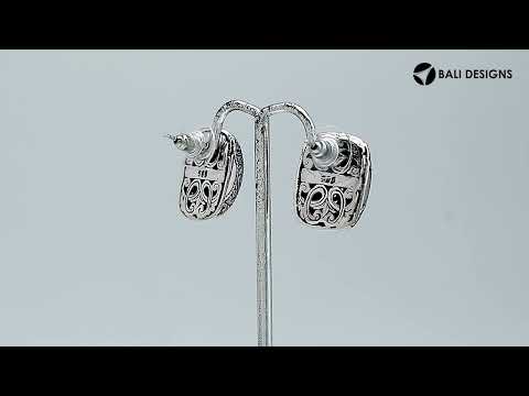 Sterling Silver Rectangular Engraved Pattern Push Back Earrings
